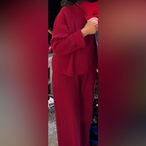 GAP Women's Red Wide Leg Knit Pants Set